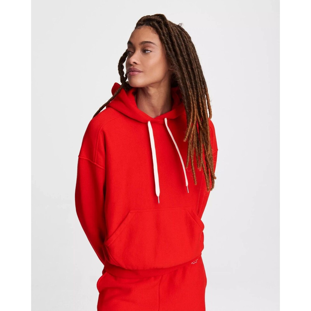 Rag & Bone City Terry Hoodie L Red 100% Organic Cotton Boxy Pullover